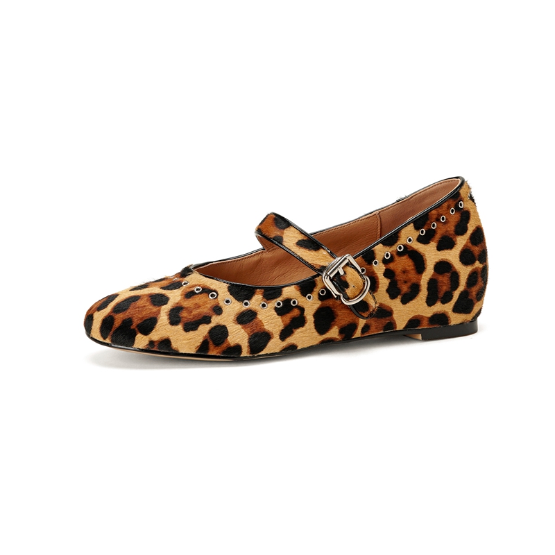 Women Shoes Mk - Bestseller Leoparden-Pferdehaar Herbst Frühling Ballerinas Runde