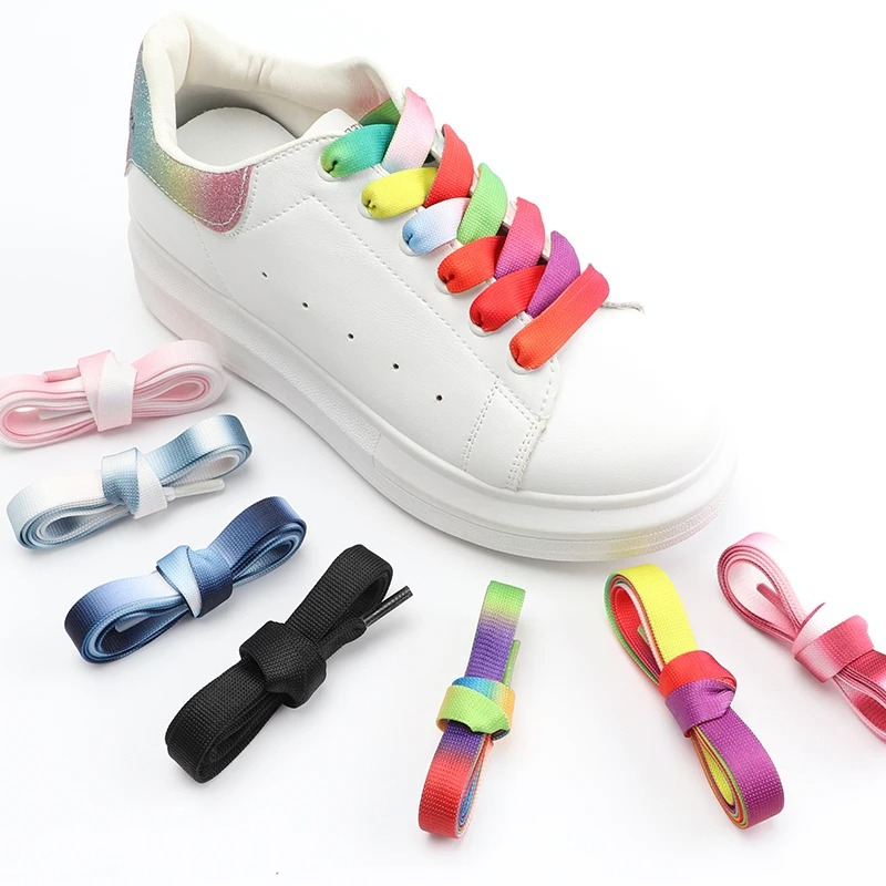 Women Shoes Mk - Flache Schnürsenkel mit Regenbogen-Farbverlauf, 1,2 cm
