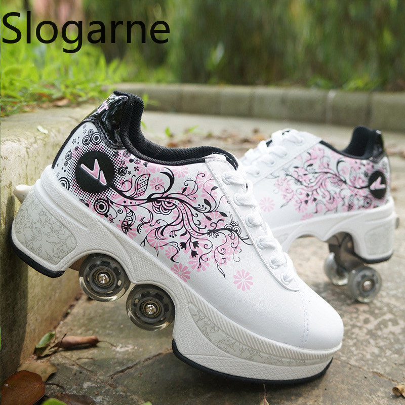Women Shoes Size - Frauen 4-Räder Verformung Rollschuhe Schuhe Männer