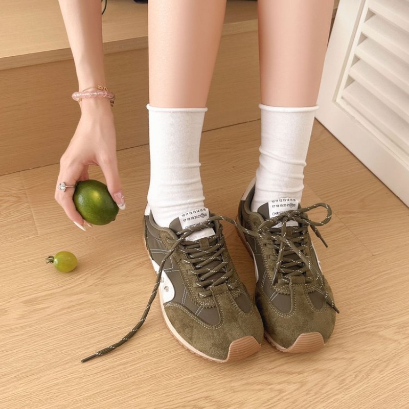 Women Shoes Running - Retro Color-Block-Sneaker für Damen, weiche, flache