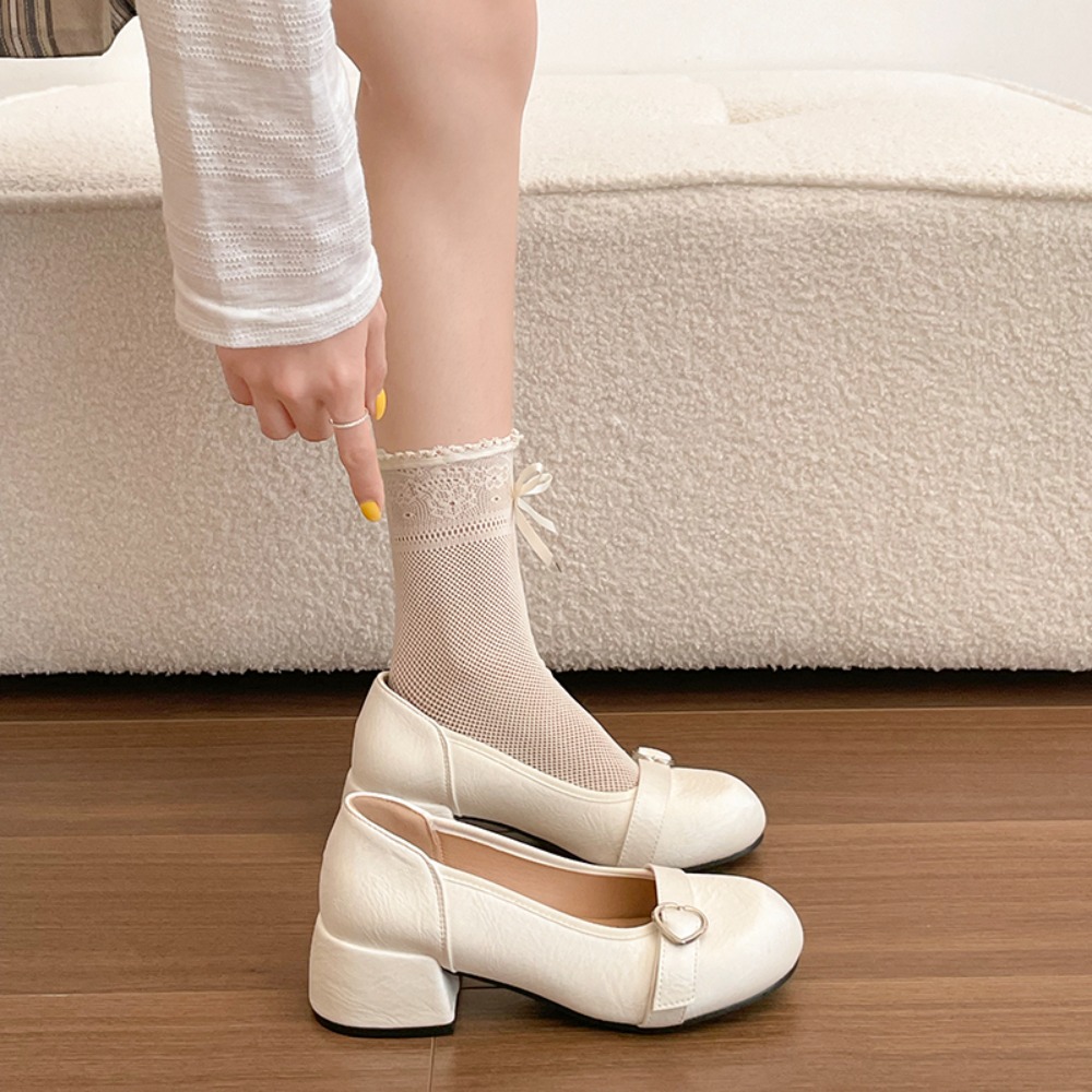 Women Shoes Mk - Französischer Stil Chunky Heel Silberne Damenschuhe
