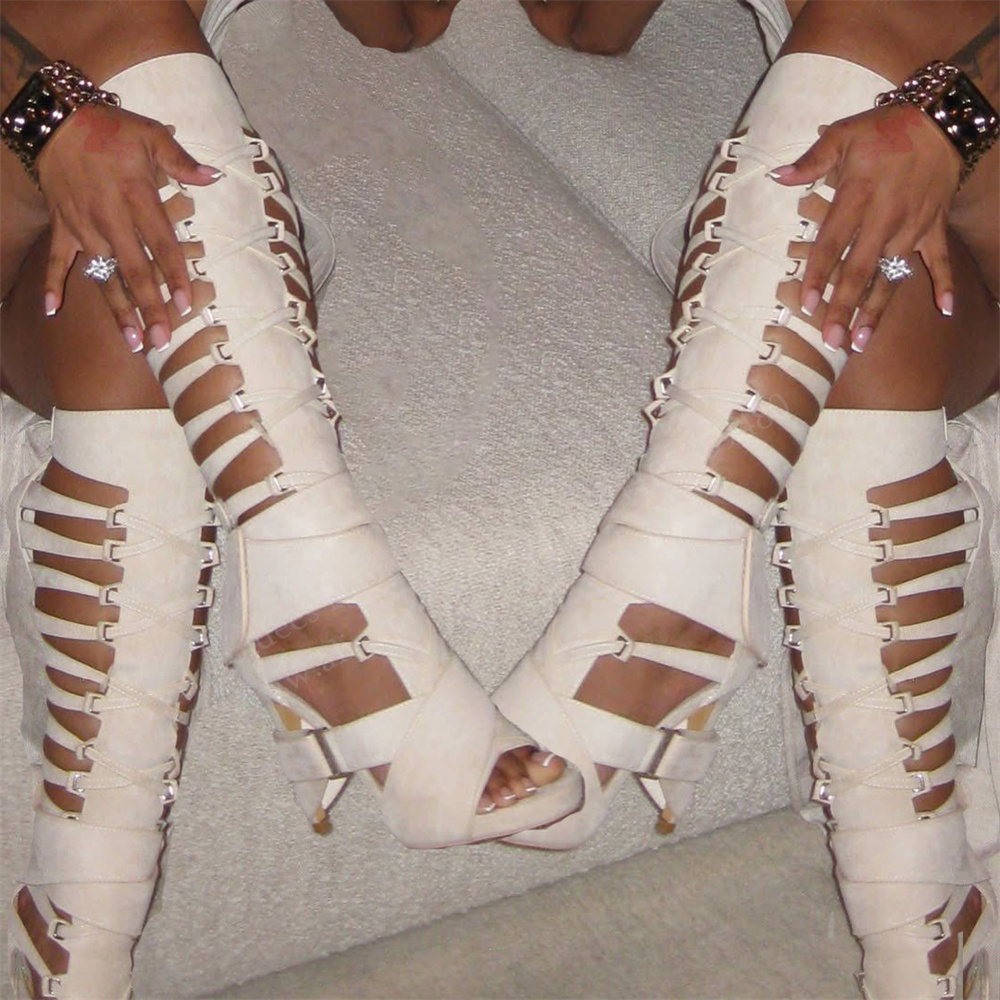 Gladiator-Stiefel mit hohler S – Knee High Boots Women Bewertung und Preis