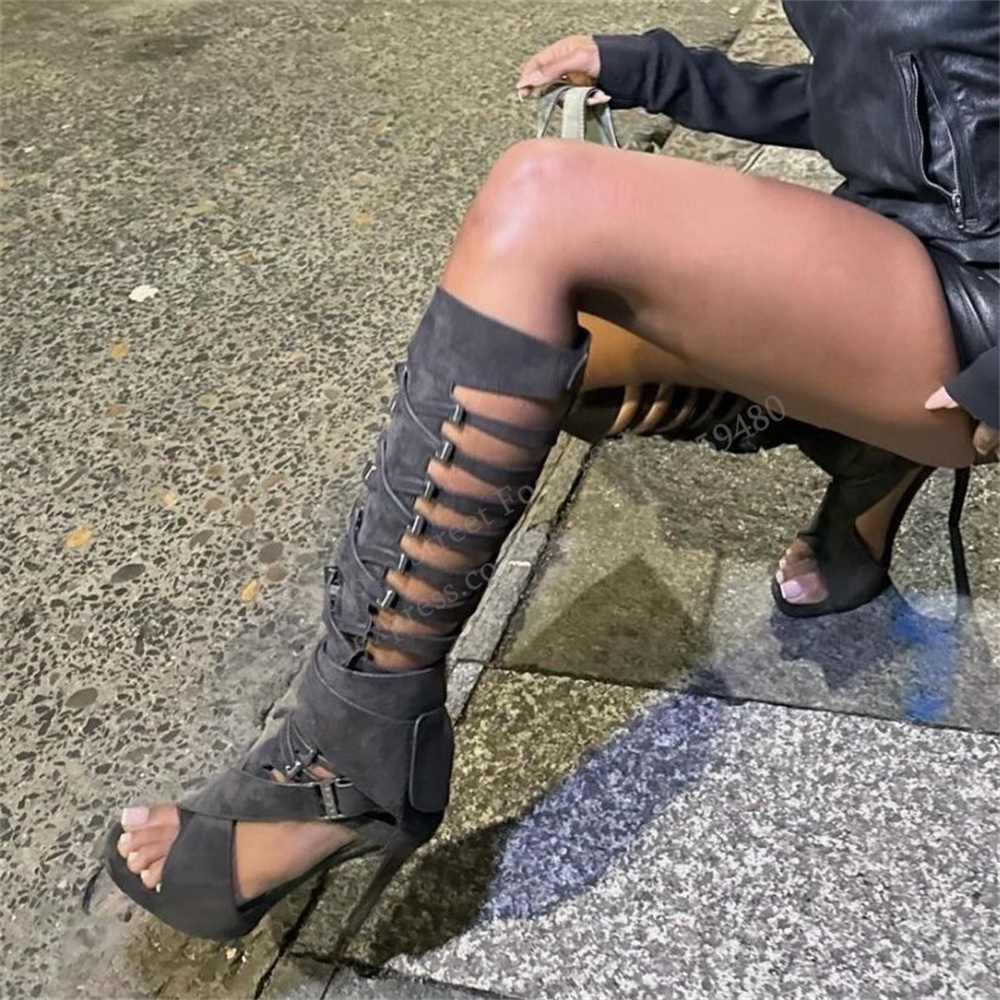 Gladiator-Stiefel mit hohler S – Knee High Boots Women Bewertung und Preis