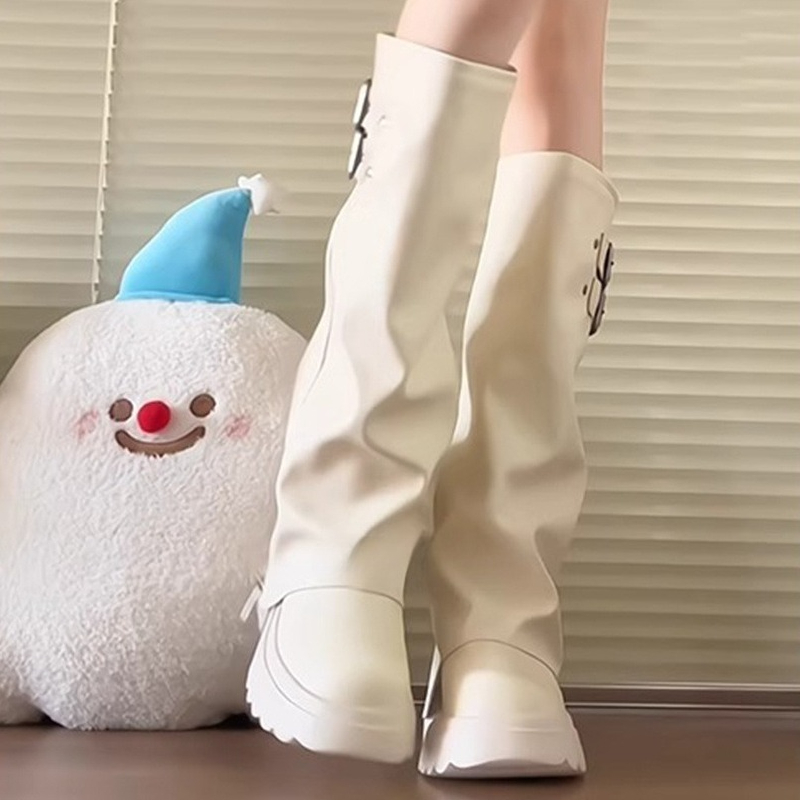 Punk Stil Spleißen Dicken Bode – Knee High Boots Women Bewertung und Preis