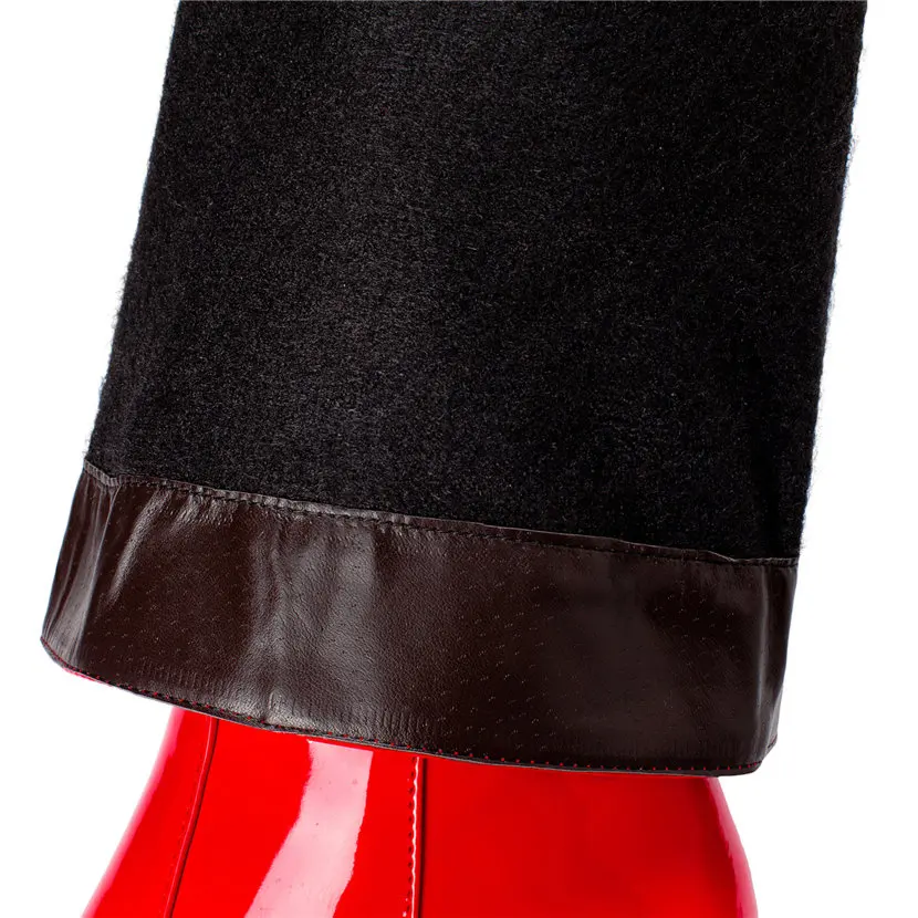 Rot Weiß Patent Leder Frauen K – Knee High Boots Women Bewertung und Preis