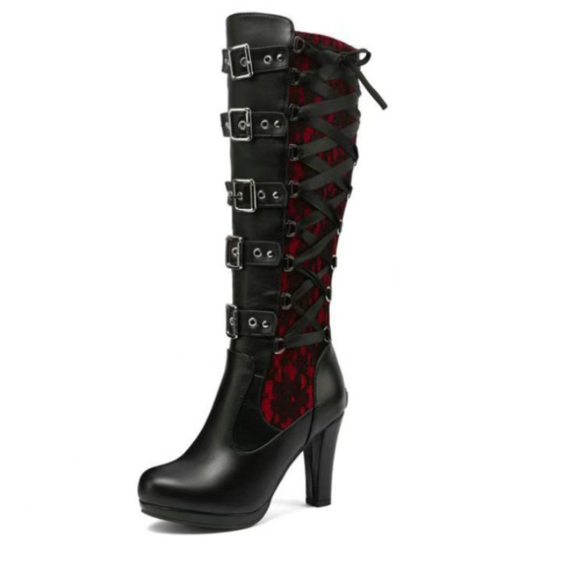 Punk Gothic Stiefel für Damen, – Knee High Boots Women Bewertung und Preis